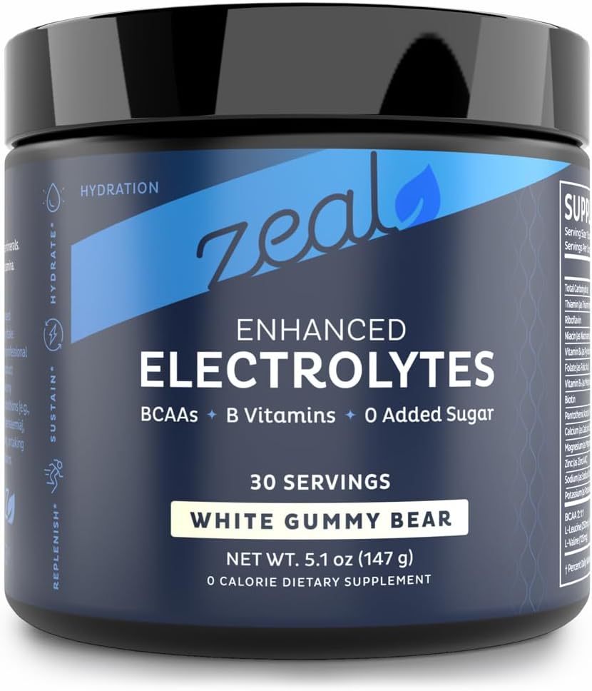 Zeal Electrolyte Powder - 90 Servings | Keto Electrolytes Powder | Zero Sugar, BCAAs, B-Vitamins | Potassium, Zinc, Magnesium | Hydration Powder Recovery Drink | Black Cherry