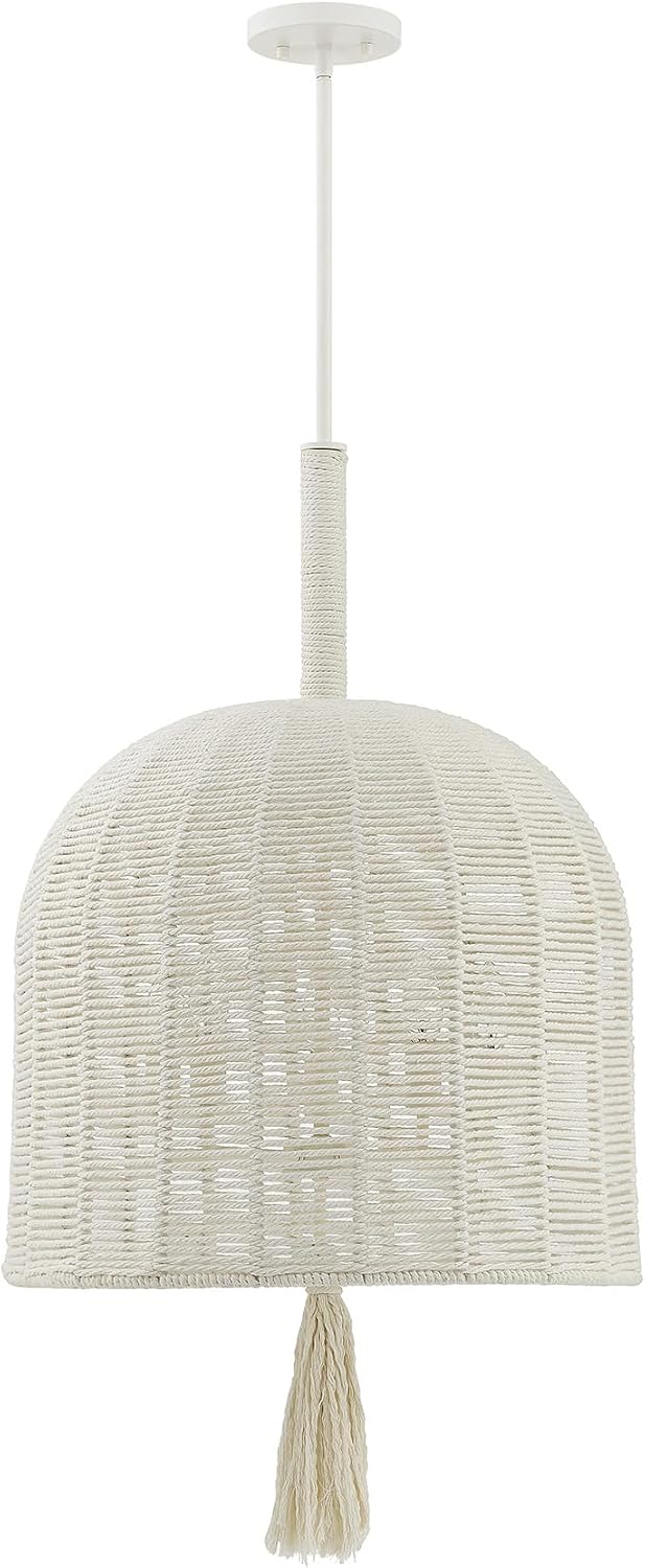 Savoy House 7-3401-5-341 Lunara Coastal Woven Cotton Rope Pendant by Breegan Jane, 5-Light 300 Total Watts, 33" H x 20" W, White