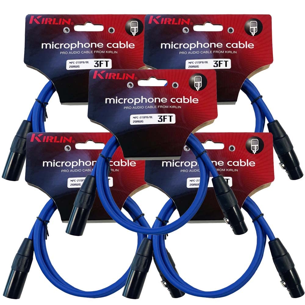 5 Cavi Microfonici Kirlin 3FT (0,9m) - XLR Maschio A 1/4 Mono Maschio - Schermati OFC - Nero - Foto 2