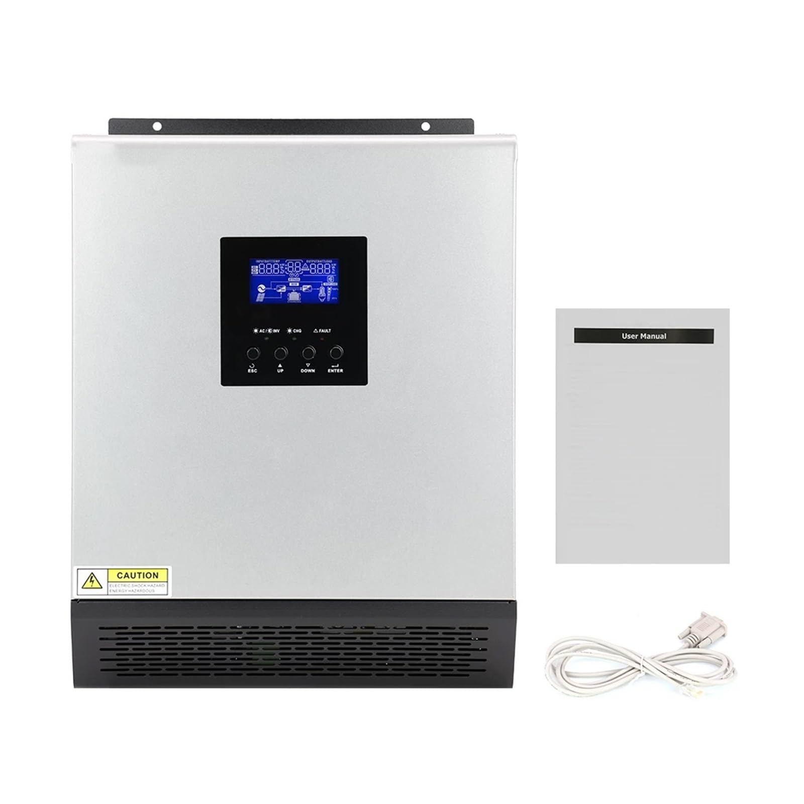 Hybrydowy Falownik Solarny 2400W 3KVA Czysta Fala Sinusoidalna Hybrydowy Falownik Solarny 24VDC Wyjście Wejściowe 50A PWM Kontroler Ładowarki Słonecznej I Ładowarka Sieciowa