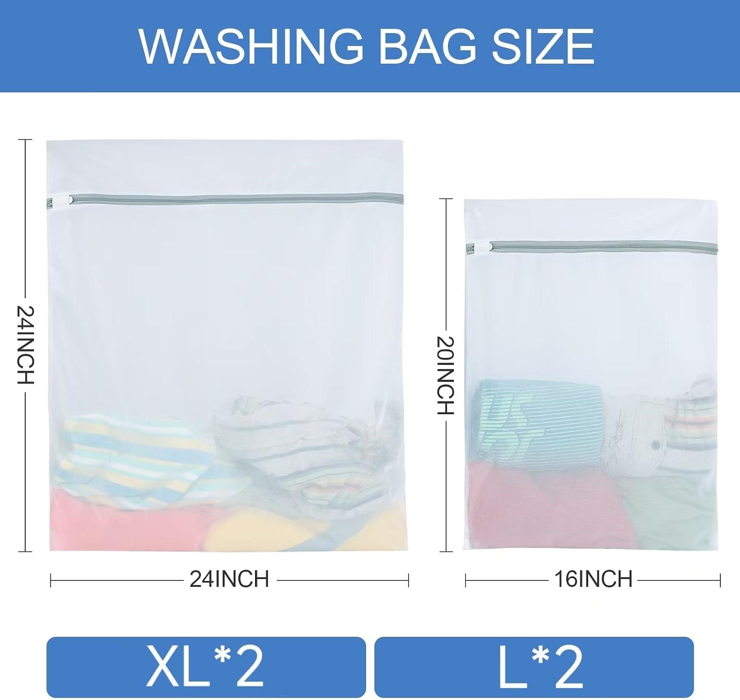 4Pcs Large Mesh Laundry Bags（2L,2XL）Laundry Bags Mesh Wash Bags