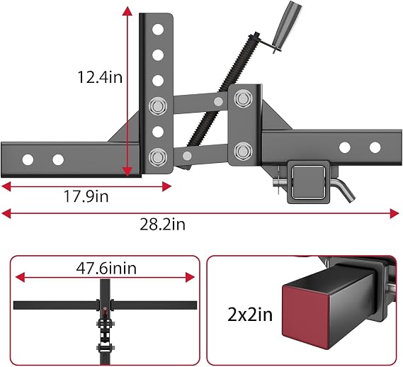 ATV/UTV Manual Implement Lift - Fits 2-Inch Receiver, 50-Inch Width | 1-Point Lift System, Black