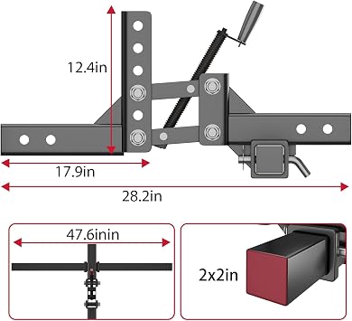 ATV/UTV Manual Implement Lift - Fits 2-Inch Receiver, 50-Inch Width | 1-Point Lift System, Black