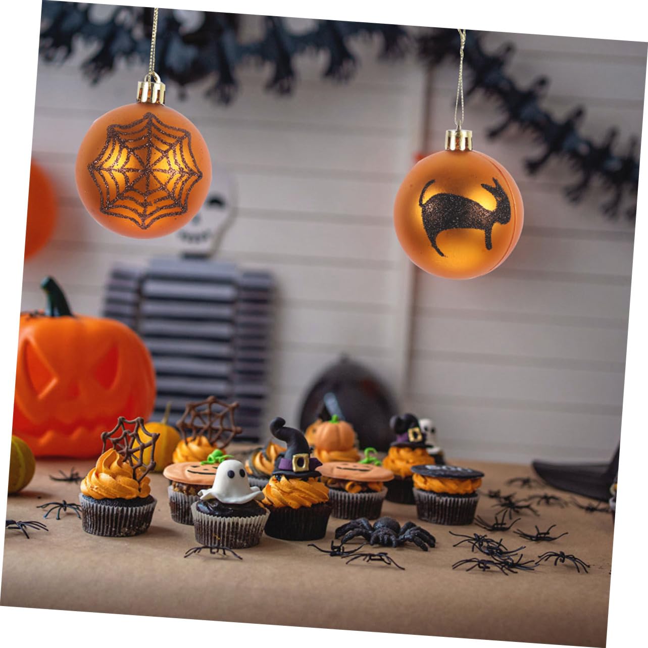 BESPORTBLE 36pezzi Decorazioni Halloween Palline di Plastica Tema Teschio di Zucca Strega per Interni Esterni Festa Casa Giardino