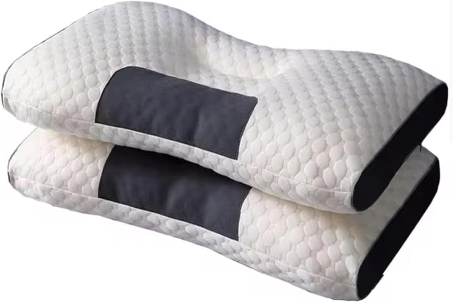 Neck Orthopedic Pillow Ergonomic Pillow Cervical Reverse Traction Suitable for All Sleeping Positions Cervical Contour Pillow for Neck and Shoulder Pain White（74x18.4x8cm/29x18.5x3.14in ） 2pcs