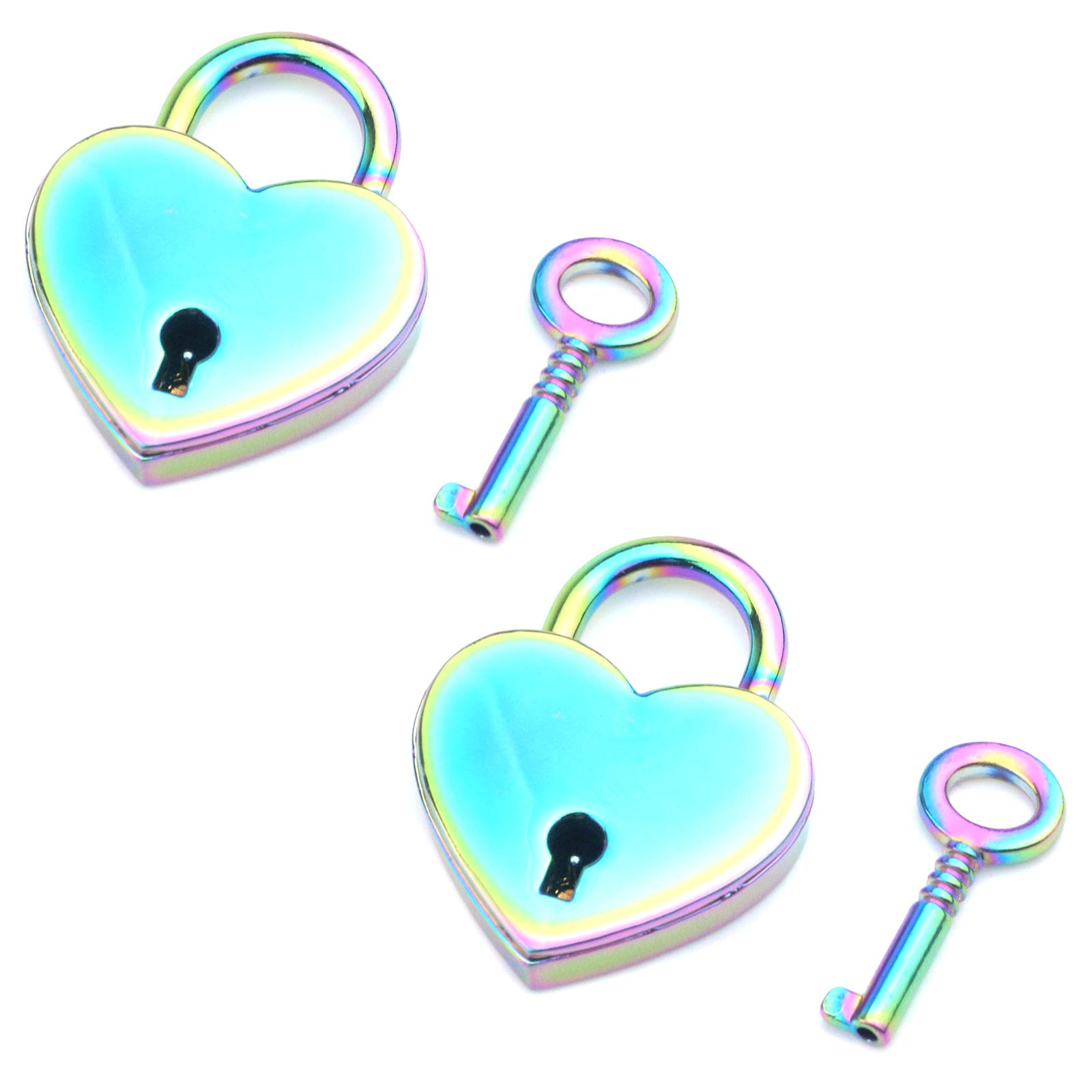 T TuleadHeart Shape Padlock Mini Padlocks Zinc Alloy Locks Notebook Locks Colorful Padlock Pack of 2 with Keys