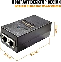 Vista 5 de Inyector Gigabit PoE, compatible con IEEE 802.3af, adaptador Ethernet POE de 48 V 100/1000 Mbps de repuesto para Ubiquiti U-POE-af, TP-Link