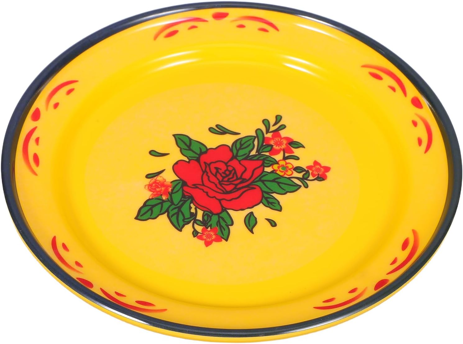 SECFOU Melamine Serving Plates Set, Unbreakable Red Floral Side Dishes, Stackable Bbq Dinnerware for Outdoor Camping and Party Use