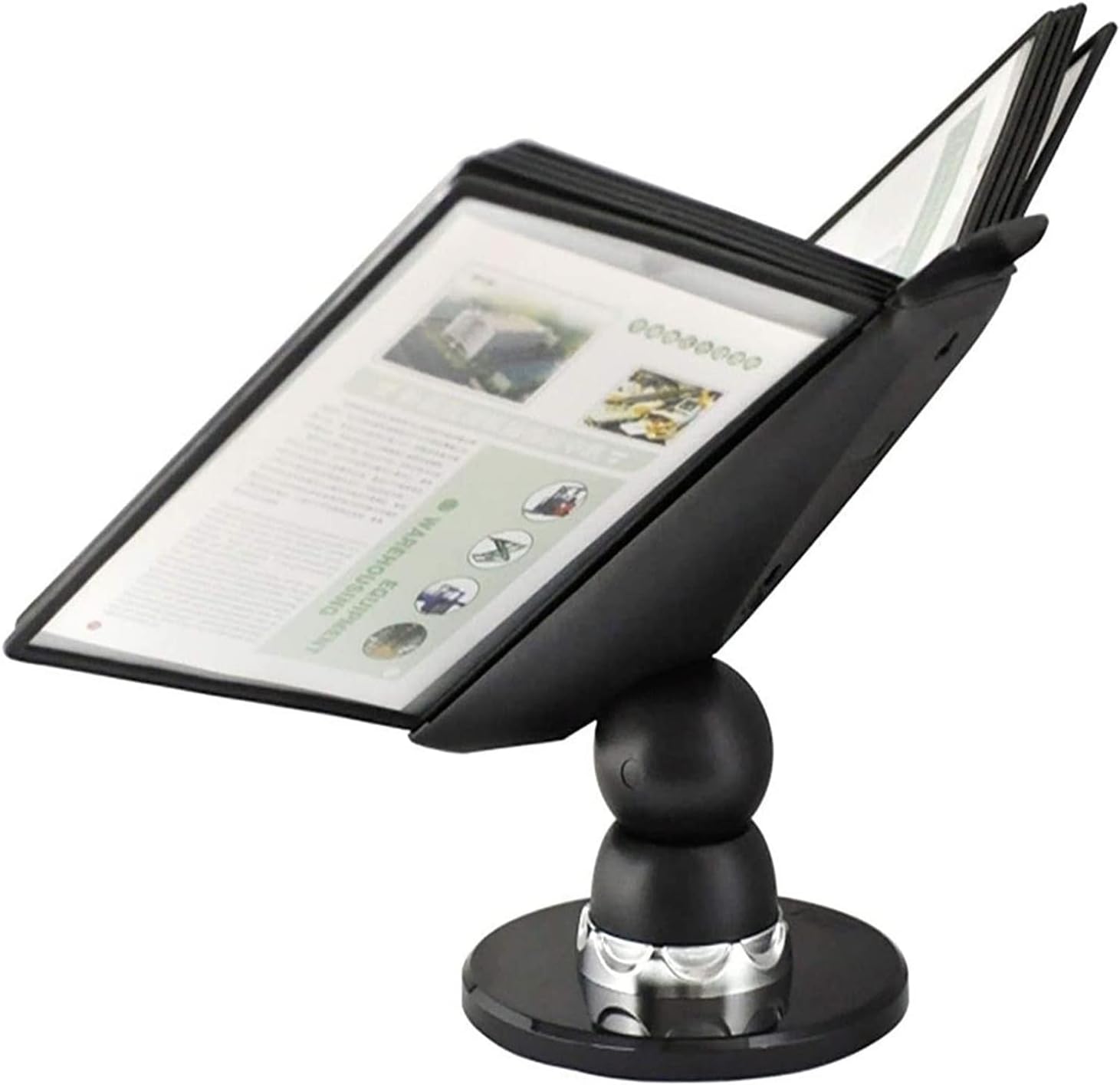 Desktop Reference System - Catalog Display Rack, File Organizer for Desk, 10 Double-Sided Display Pockets, Adjustable Desk Flip File Holder, for Office Display and Storage A4 Doc