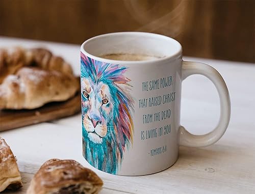 Miniatura 3 de Romanos 811 The Same Power..Is Living in You Regalos para ella  Blue Lion Graduation Drinkware  Taza de cerámica de 11 oz  El mejor regalo cristiano