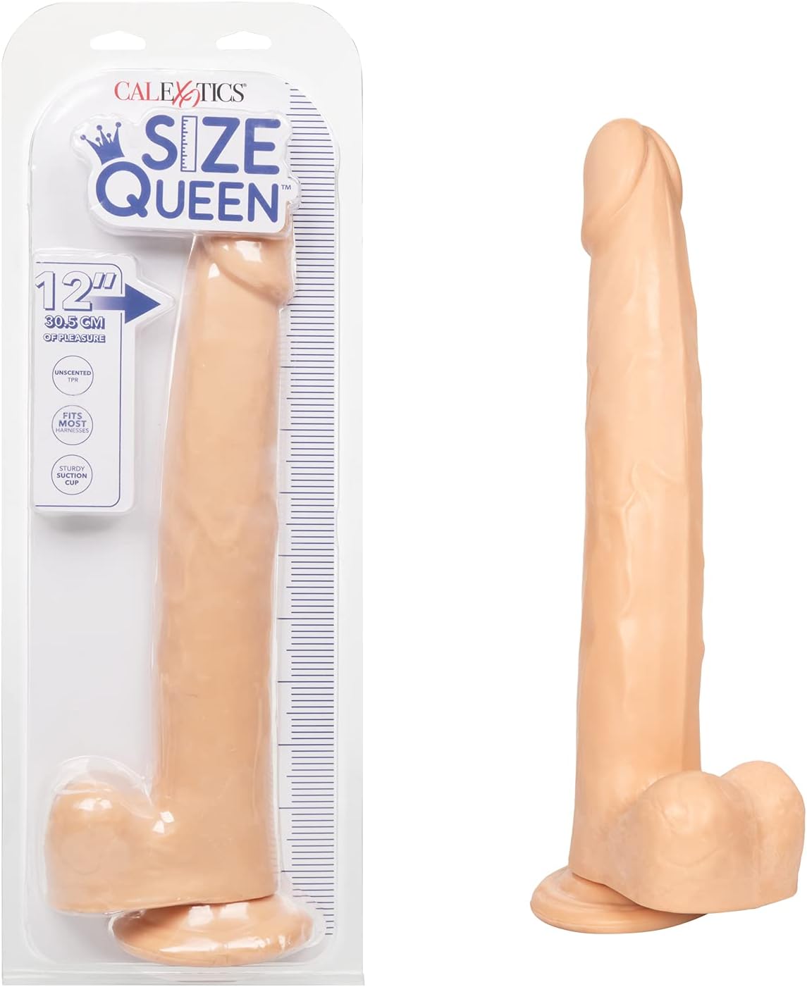 CalExotics Size Queen 12 Inch Dildo with 7 Inch Shaft Circumference and Sturdy Suction Cup - Ivory SE-0263-50-2