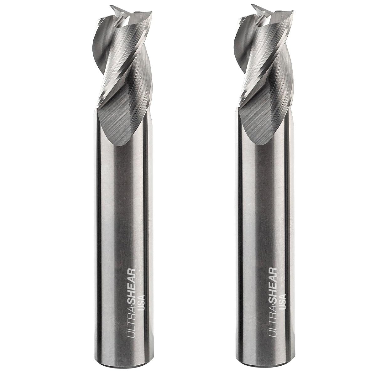 1/2 Inch End Mills, 3 Flute, 2 Pack, USA Made Solid Carbide CNC Aluminum Cutting Bits for Roughing & Finishing - Square End - UF27109