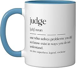Funny Judge Noun Court Officer Ceramic Mug, Blue/White