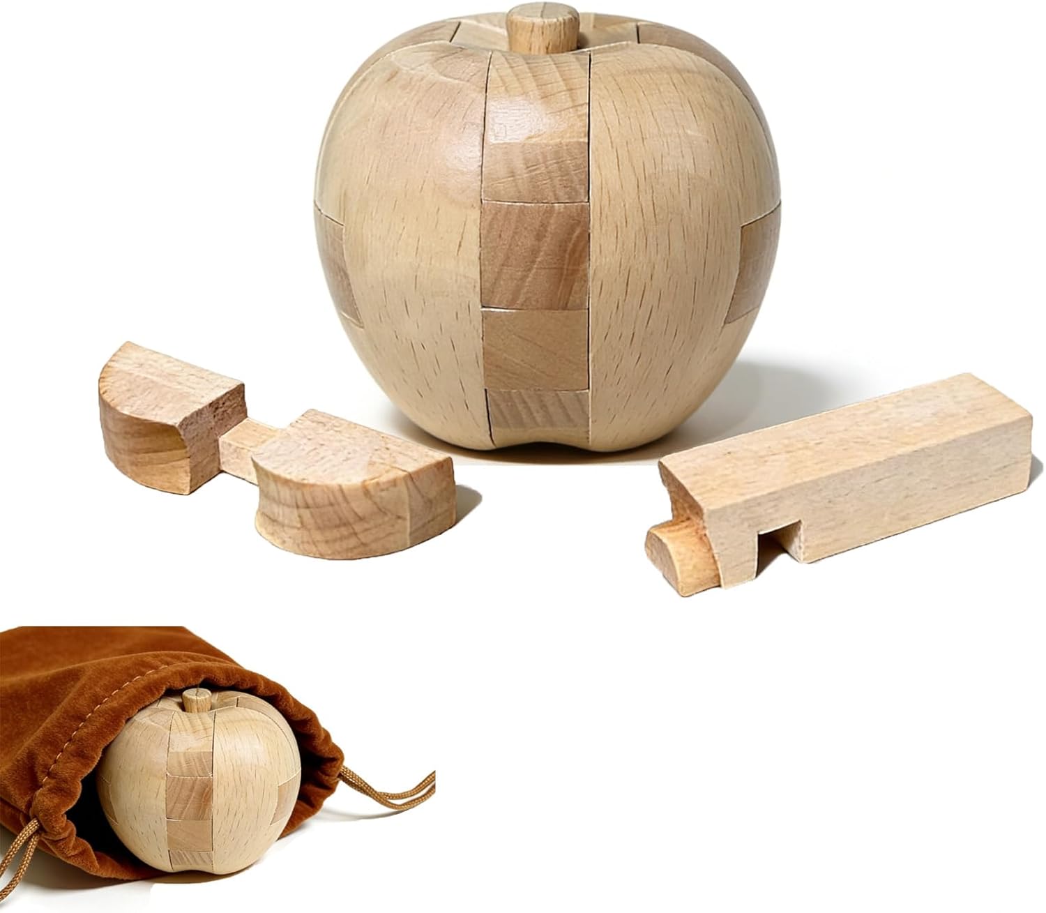 RICHOOSE Brain Teasers Wooden Apple Puzzles for Adults - Challenging 3D IQ Logic Games for Teens 14+, Stress Relief Desk Toys & Office Decor, Unique Gifts for Women,Men,Grandparents (Red)