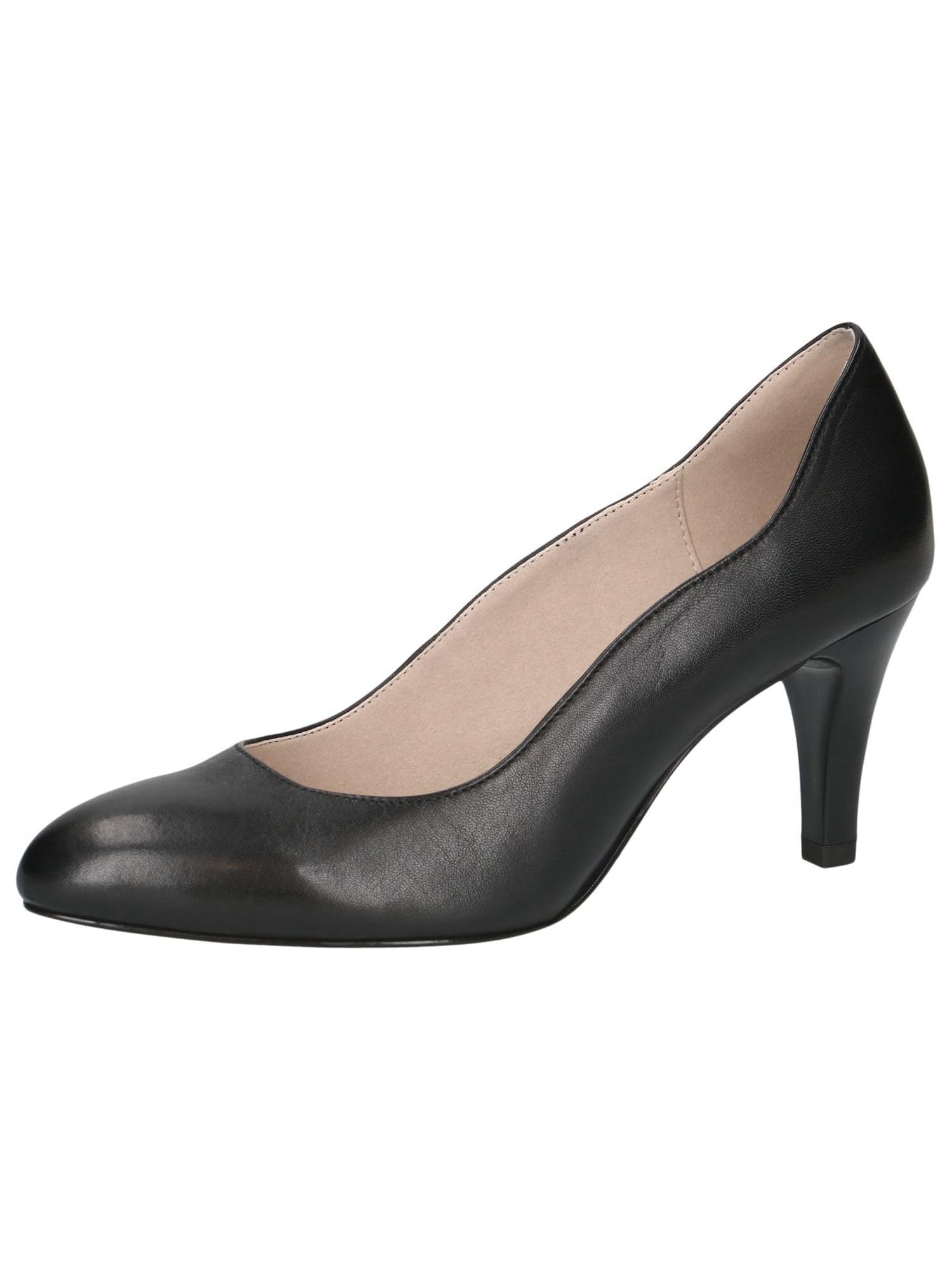 CAPRICE Women Pumps Leather Pointed, Black (Black Nappa), 3.5 UK