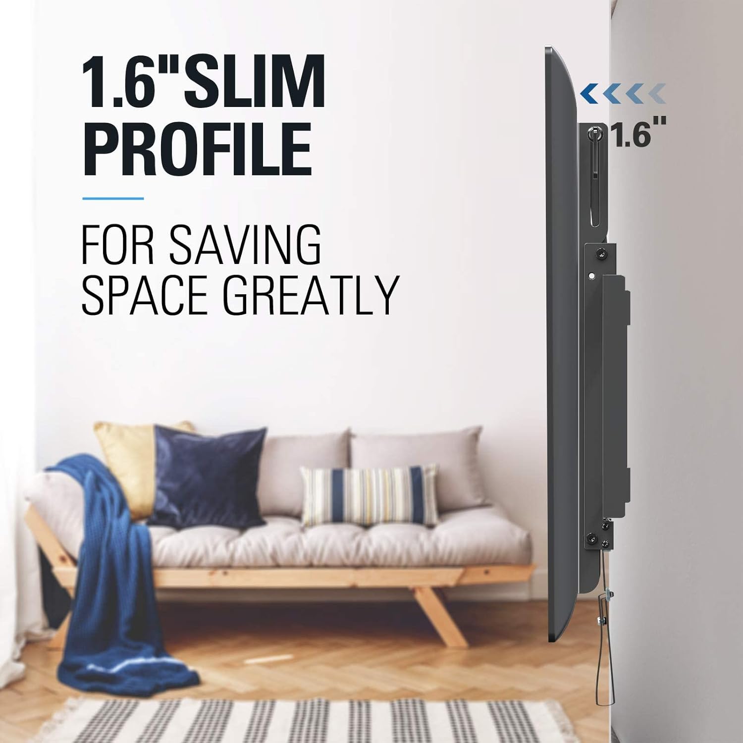Mounting Dream MD2296 Full Motion TV Wall Mount 75 in TV with 100lbs for 16" Wood Studs, MD2165-LK Tilting TV Mount Bracket with 132lbs Loading for 24" Studs, Both Fit Max VESA 600x400mm
