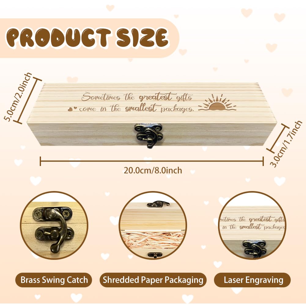 CHGCRAFT Pregnancy Test Keepsake Box Sun Wooden Pregnancy Announcement Gifts Box with Raffia Ribbon and Lock Announcement Gifts for Dad Husband, 8x2x1.2inch - Image 2