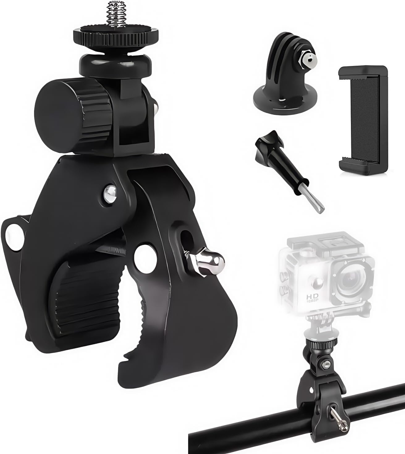 SHOPEE Action Camera Mount Clamp, Bike/Motorcycle Handlebar Clamp Cell Phone Adapter for Insta360/Hero/AKASO/Osmo, Sports Camera Mounts Compatible with Smartphone DSLR Cameras, Camcorders-picture-26