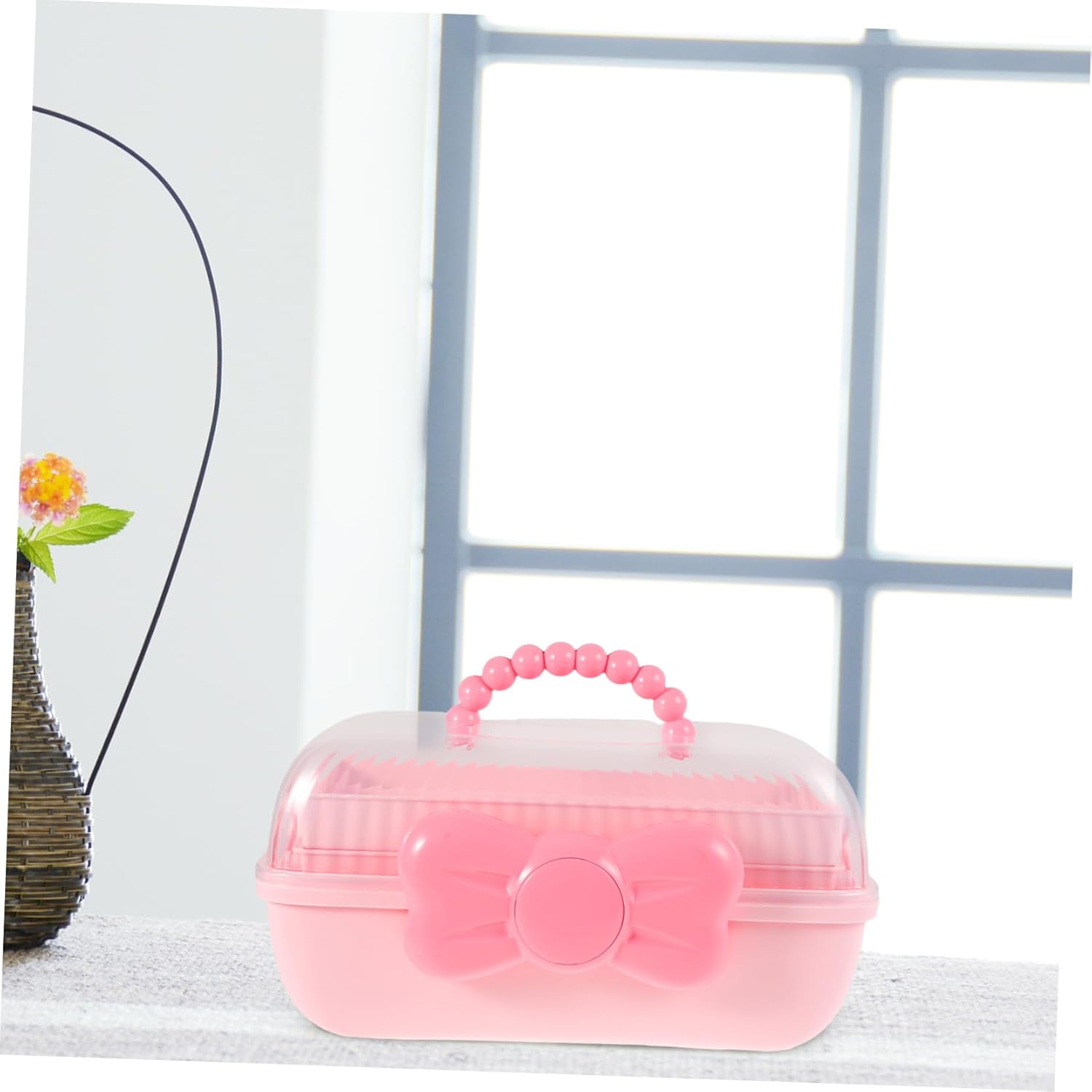 Versatile Hair Accessories Organizer Box for Girls Cute Three-layer Storage Container with Bow Decoration for Hair Clips Bows and Jewelry Home and Travel