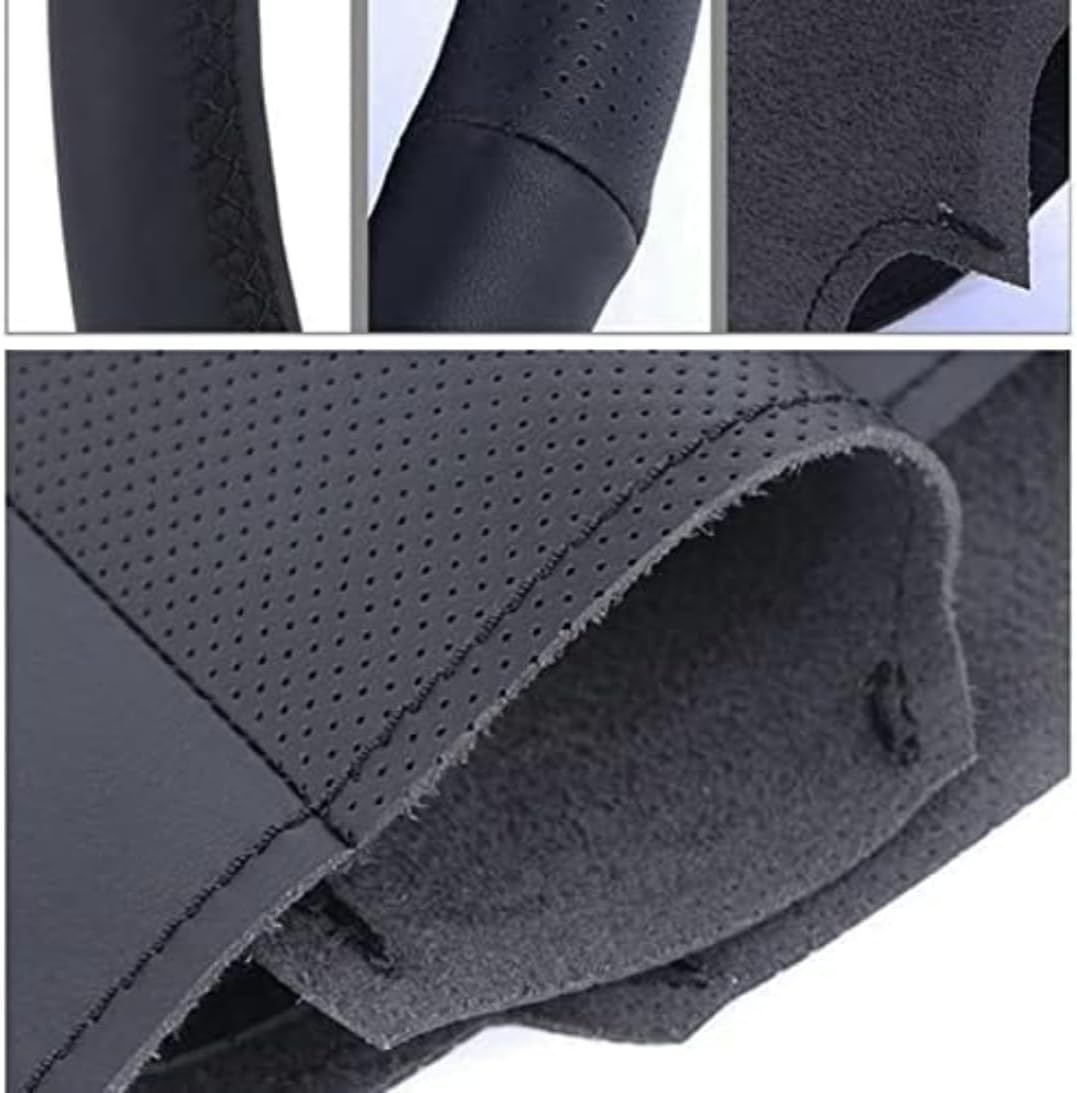 Generic Hand Sewn Car Steering Wheel Cover For HONDA For Civic 8th Mk8 2005-2011 Customized Diy Car Steering Wheel Covers, Hand Sewn Black Leather Car Steering Wheel Cover,(Black line) image 2