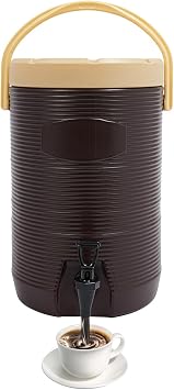 4.5 Gallon Stainless Steel Insulated Beverage Dispenser, Hot & Cold Water Cooler with Spigot, Portable Drink Dispenser for Home, Office, and Outdoor Events Brown