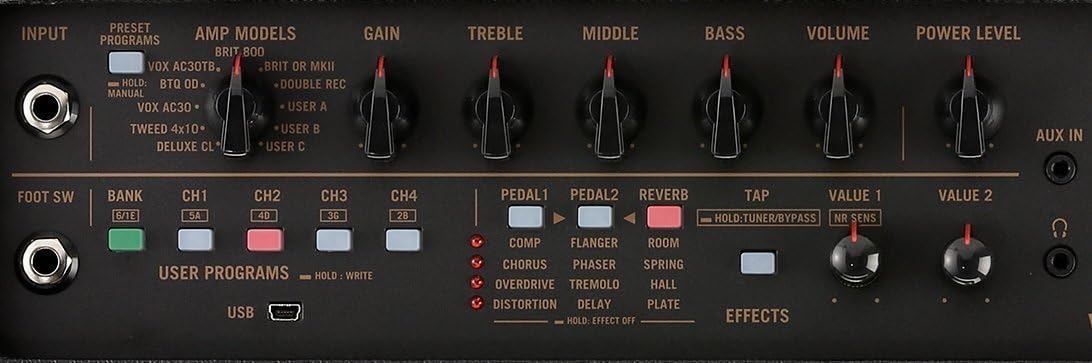 Top panel controls of the VOX VT20X ampชีวิต