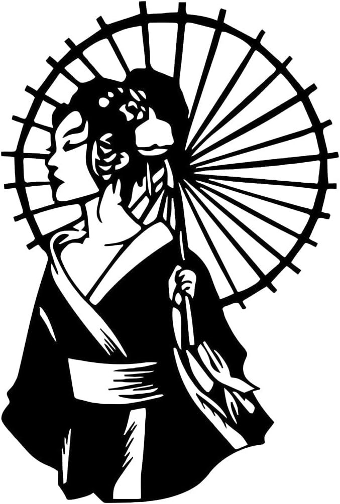 Japanese Women Wall Decal Beautiful Girl Stickers Vinyl Art Home Decor Living Room Bedroom Removable Wallpaper Geisha Small - 38x57cm