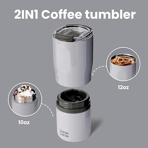 Miniatura 10 de BOTTLE BOTTLE Vasos de acero inoxidable con asa, vasos aislados con 2 tapas, taza de café 2 en 1 de 22 onzas para oficina en casa y fiesta, tazas de