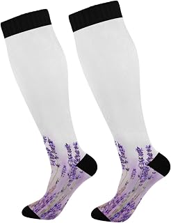 501 Compression Socks Purple Lavender Sports Socks Comfortable Crew Socks Light Weight Calf Socks For Outdoor Women Walking 40cm