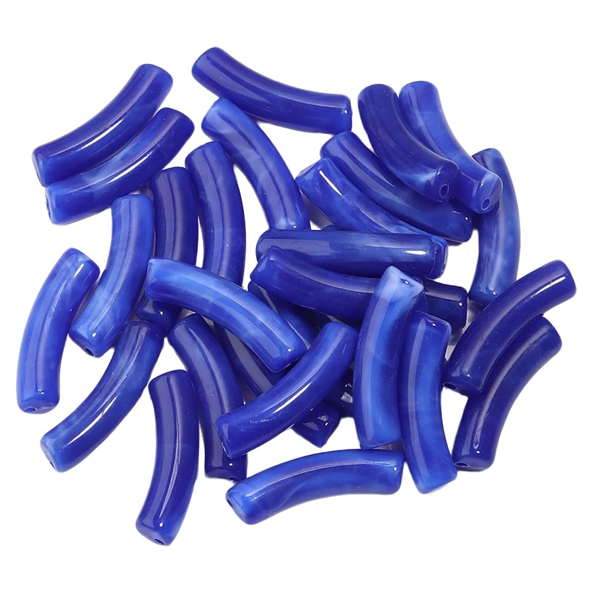 Perles acryliques tube bambou bleu pour collier sautoir et loisirs créatifs DIY
