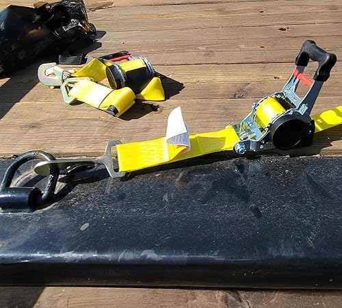 Vista 37 de Mytee Products Paquete de 4 correas de trinquete retráctiles de 1 pulgada x 12 pies con gancho en S recubierto de zinc para motocicletas, Naranja