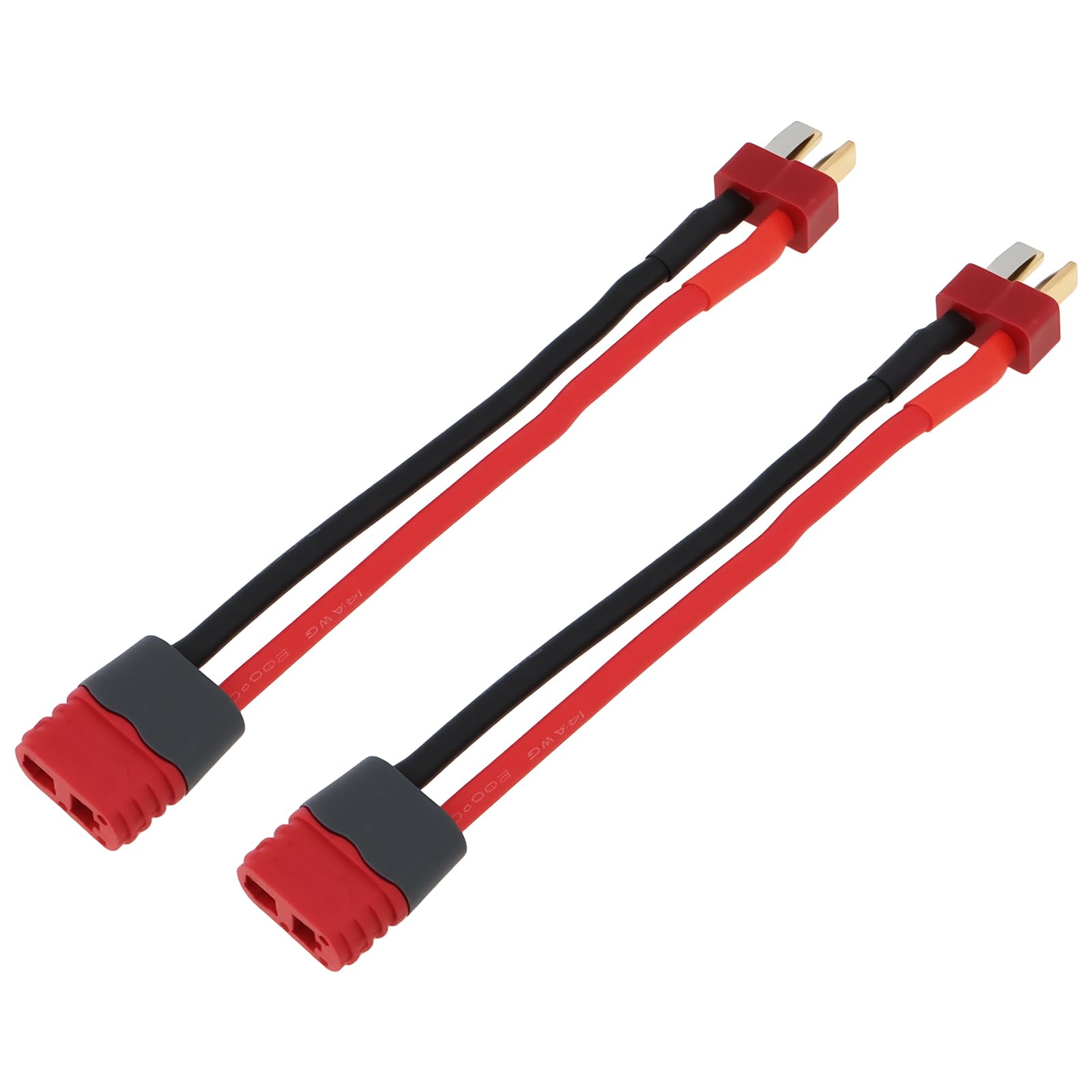 The Lord of the Tools 2Pcs T-Dean Female to Mini T-Dean Male Lipo Battery Adapter Cable,14AWG Wire, Connection for RC ESC & Charger