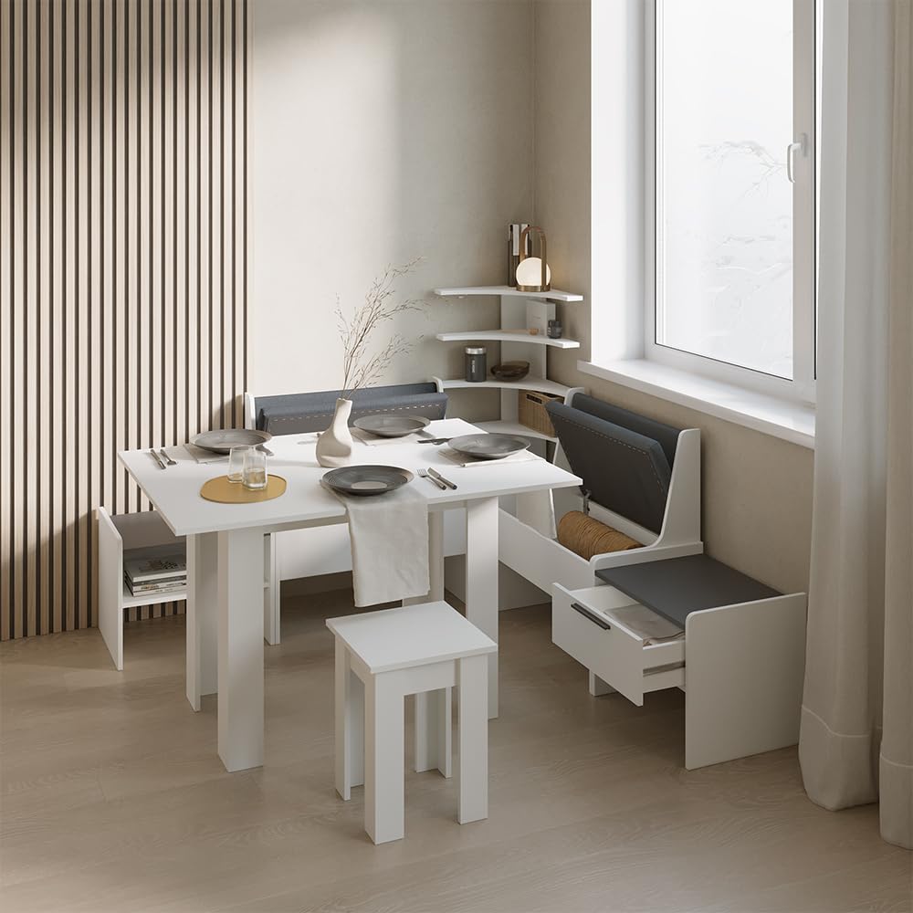 Livinity Eckbankgruppe Tiberio, Weiß, 120 x 120 cm Ohne Tisch