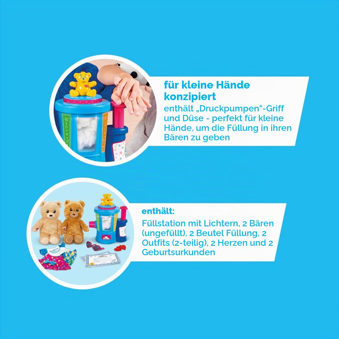 Casdon Build-A-Bear Workshop Spielzeug-Stopfstation | Heimstation für Kinder ab 3 Jahren | Stuff, Dress & Cuddle Furry Friends | Spielzeug-Stopfstation mit Lichtern im Lieferumfang enthalten