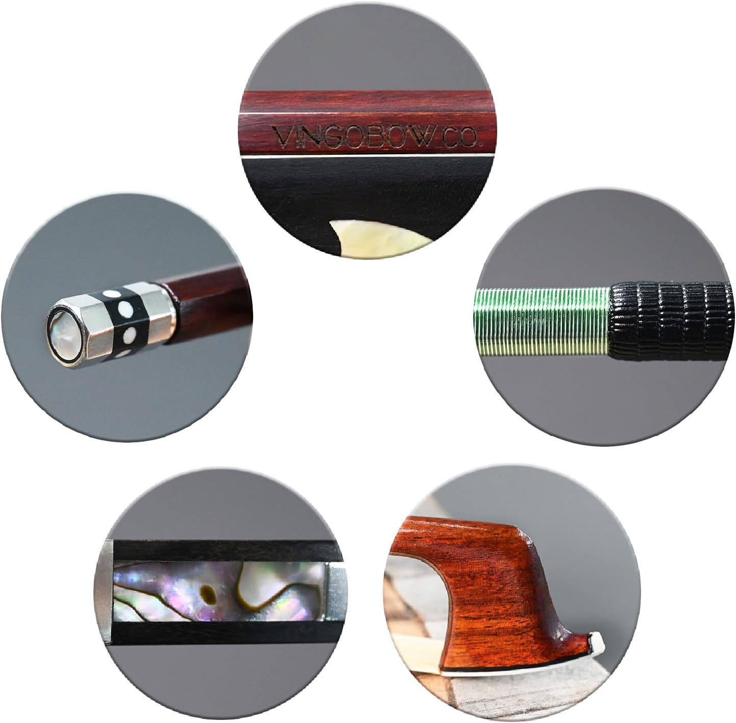 Pernambuco Stick Viola Bow 4/4 Size 430M VINGOBOW 74.5 cm Concert Level Shield Pattern Ebony Frog Well Balanced Sweet Sound Quality Natural Horse Hair