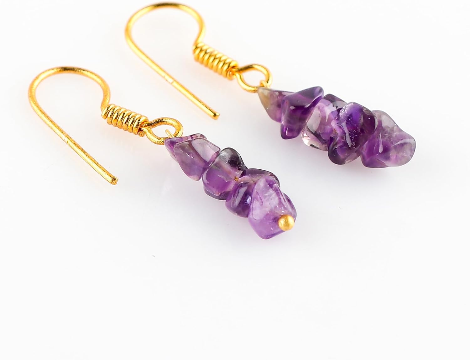 Gemstone Chips Dangling Earrings, Stone 2-3 MM, Gold Plated, Handmade Jewelry, Healing Crystals, Polished Nuggets Stones, Women Earrings, Gemstone Jewellry - Image 4