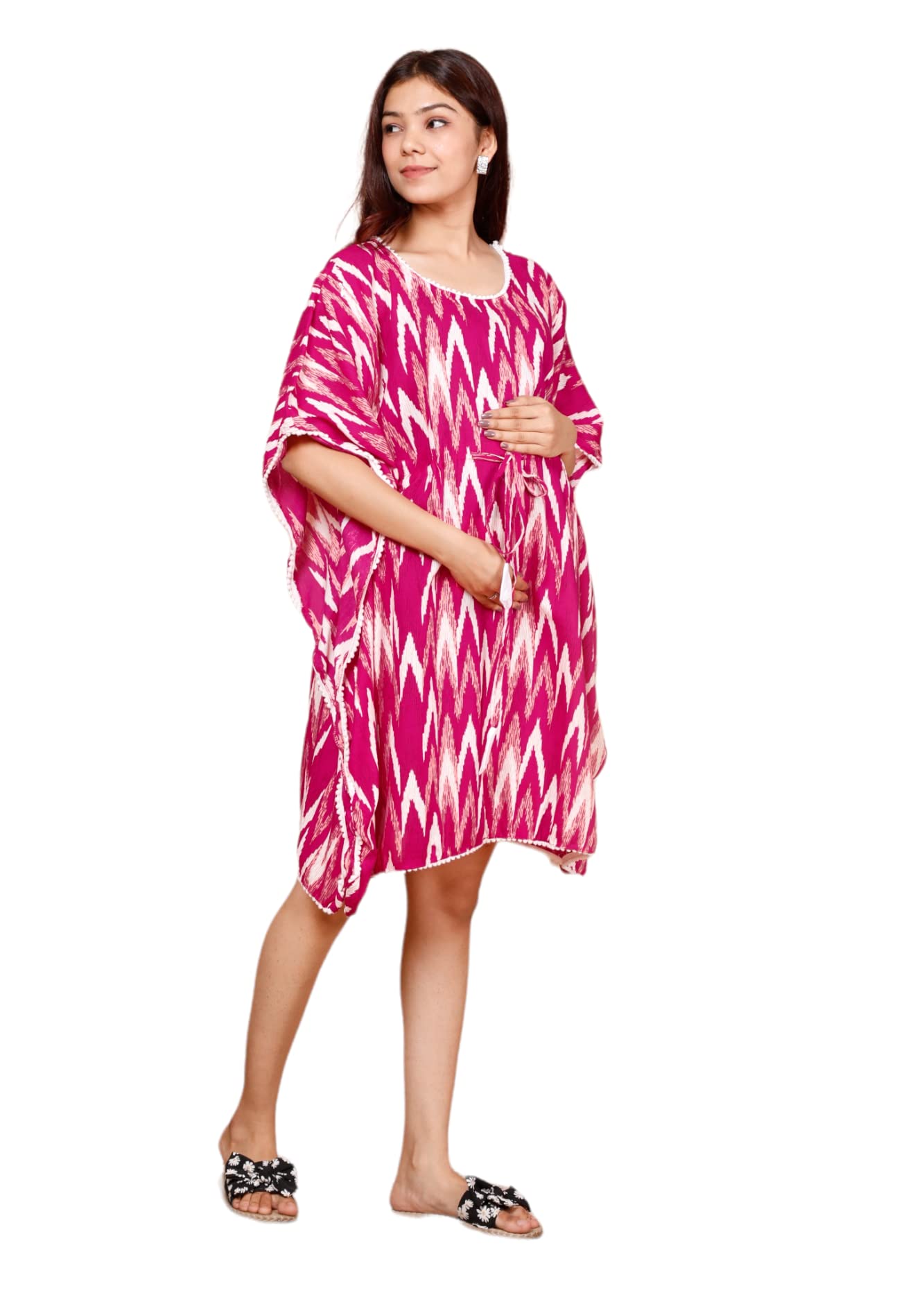 pregyfed Printed Short Kaftan Maternity & Feeding wear with Zip and Drwastring for Perfect Fitting-picture-45