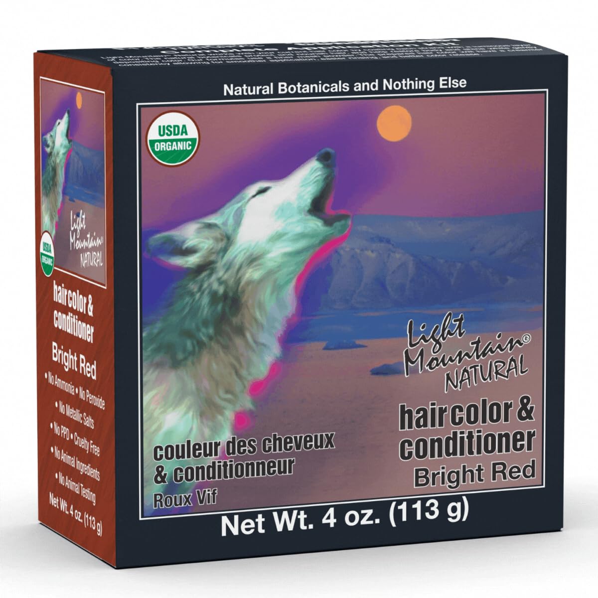 Light Mountain Henna Hair Color & Conditioner Bright Red Hair Dye for Men/Women