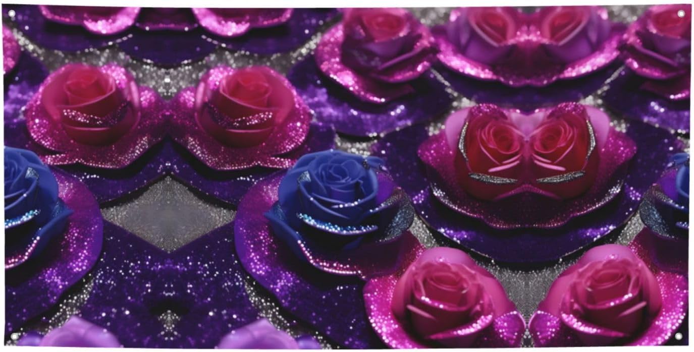 Amazon.com: Glitter Sequin Roses Print Versatile Party Banner,Happy ...
