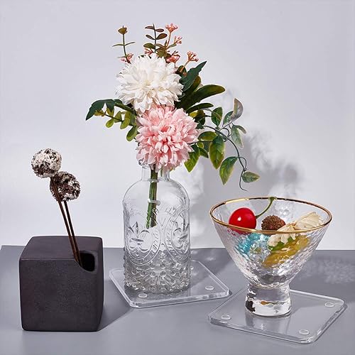 Miniatura 8 de PH PandaHall 6 posavasos de acrílico transparente personalizados, hoja cuadrada de acrílico transparente de 3.9 x 3.9 pulgadas, para uso doméstico y