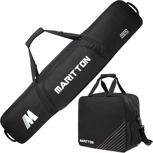 MARITTON Combo de bolsa acolchada para snowboard y botas, almacenamiento de transporte de snowboard hasta 65.0 in y botas hasta talla 13, bolsas de