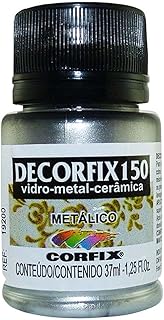 Tinta Decorfix150 (Porcelana) Metálica 37ml Corfix Avulso PRATA 392
