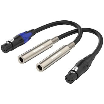 Smithok 2 Pack XLR to 1/4" Cable,Balanced 3 Pin XLR Female to 1/4 Quarter inch TRS 6.35mm Female Stereo Audio Adapter - 1 Feet 30 cm Black