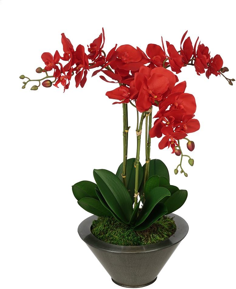 House of Silk Flowers Artificial Red Triple Stem Orchid in