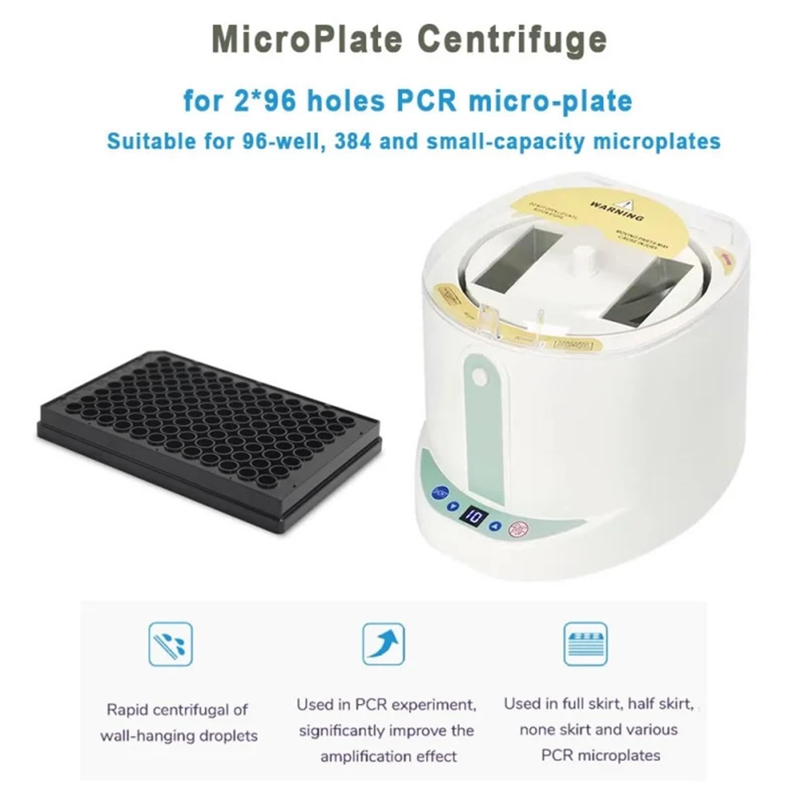 Zentrifuge, Tragbare 96-Well-PCR-Plattenzentrifuge, kompakte Mini-Laborzentrifuge, hocheffiziente, einfach zu bedienende Mikroplattenzentrifuge