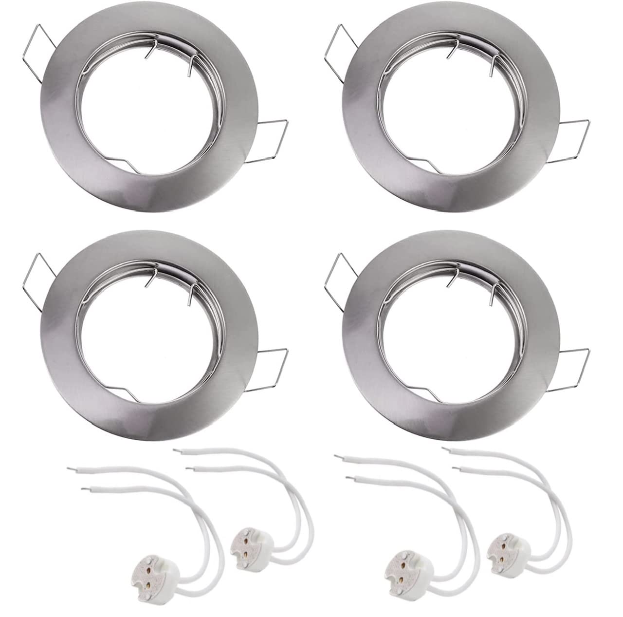 NEXT LIFE 4pack Recessed Ceiling Spotlight, Round GU10+Mr16 Down Lights Fittings 30°swiveling with Lamp Holder 220-240V for Indoor Use (Silver)