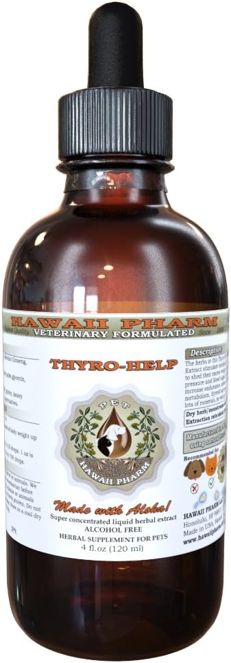 HawaiiPharm Thyro-Help for Cats, Veterinary Natural Alcohol-Free Liquid Extract, Pet Herbal Supplement 4 oz