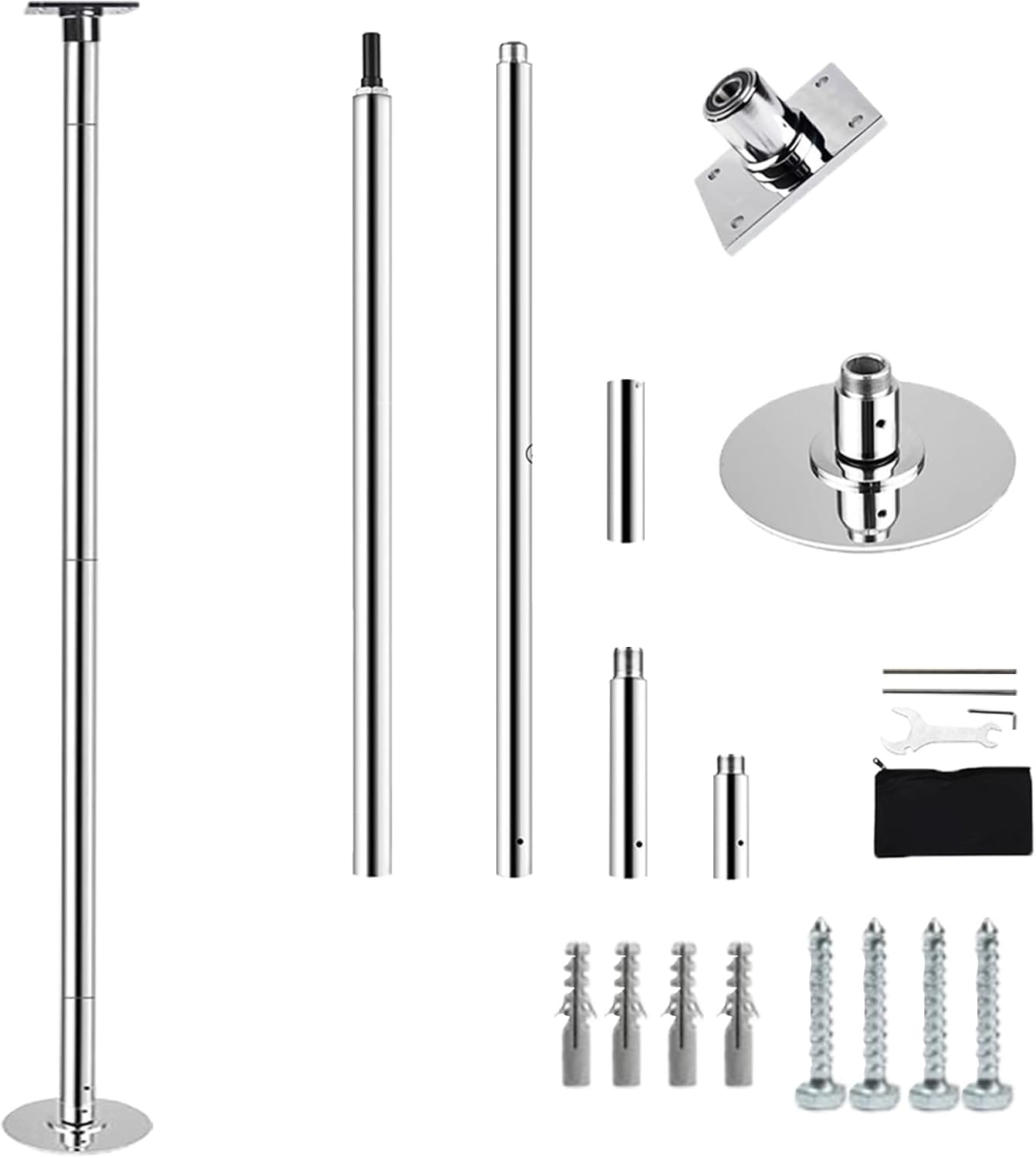 10ft 11ft 12ft Removable Dance Pole for Home, Professional Spinning Stripper Pole with Screws, Apartment-Friendly Steel Extension Pole, Perfect for Fitness & Fun