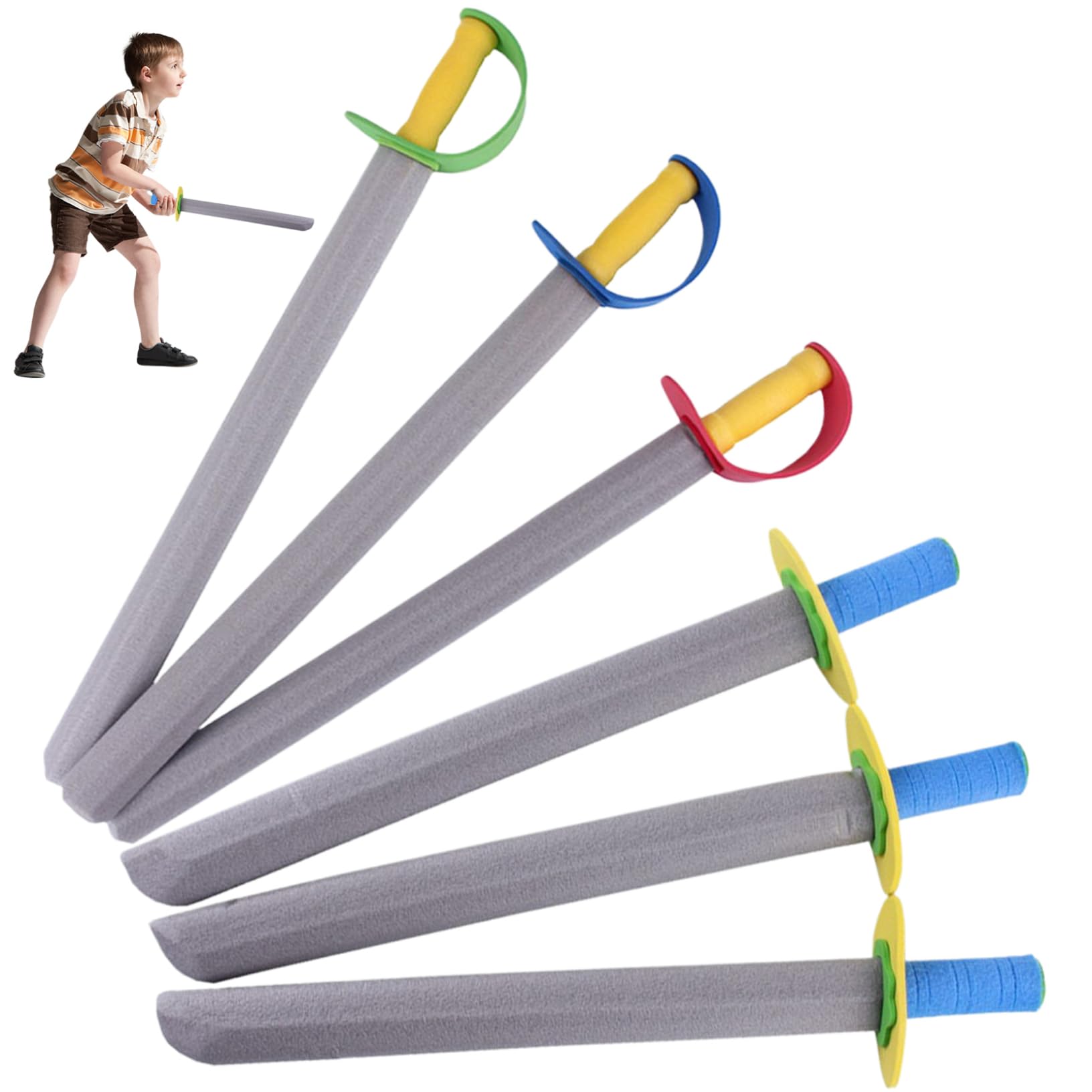 6 pcs espada de espuma para niños 21 en largos cuchillos de espuma de eva espada de juguete 2 estilos seguros espadas de cosplay suaves para jugar juguetes peleadores para niñas para niños jugan