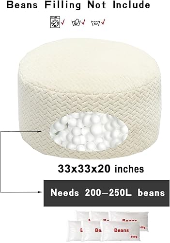 Miniatura 7 de Funda para silla de puf de almacenamiento (sin relleno) con cremallera, para muebles de sala de estar, 31 x 20 pulgadas, suave y lavable, de fibra